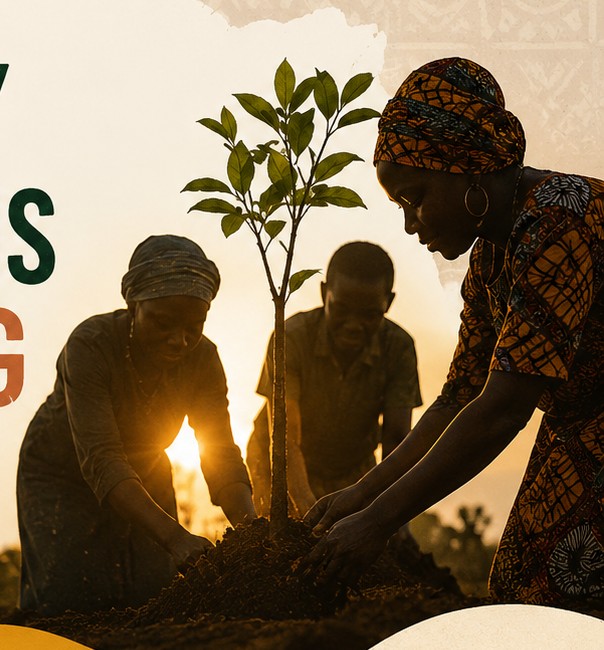 Community members planting a young tree